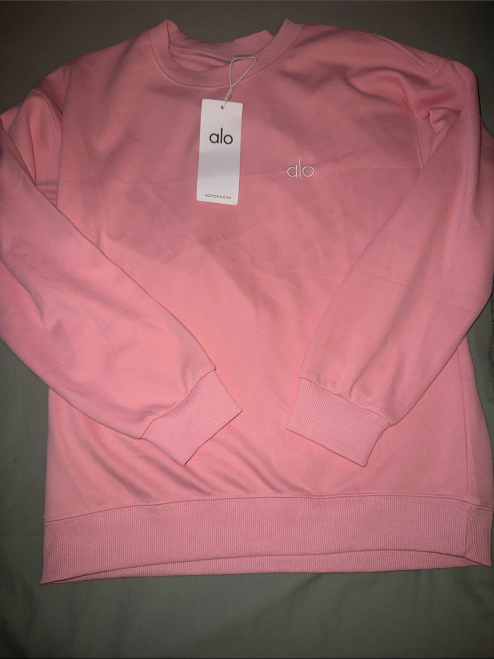 ALO Yoga Pink Crewneck Sweatshirt with Embroidered Logo